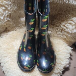 Pineapple Print Women's Rain Boots